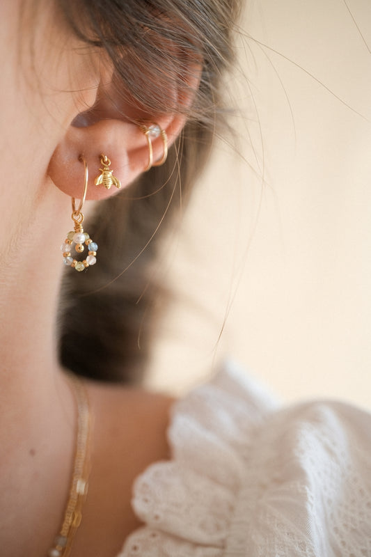 Mini créoles "Elise" 13mm + charms (21 versions au choix)