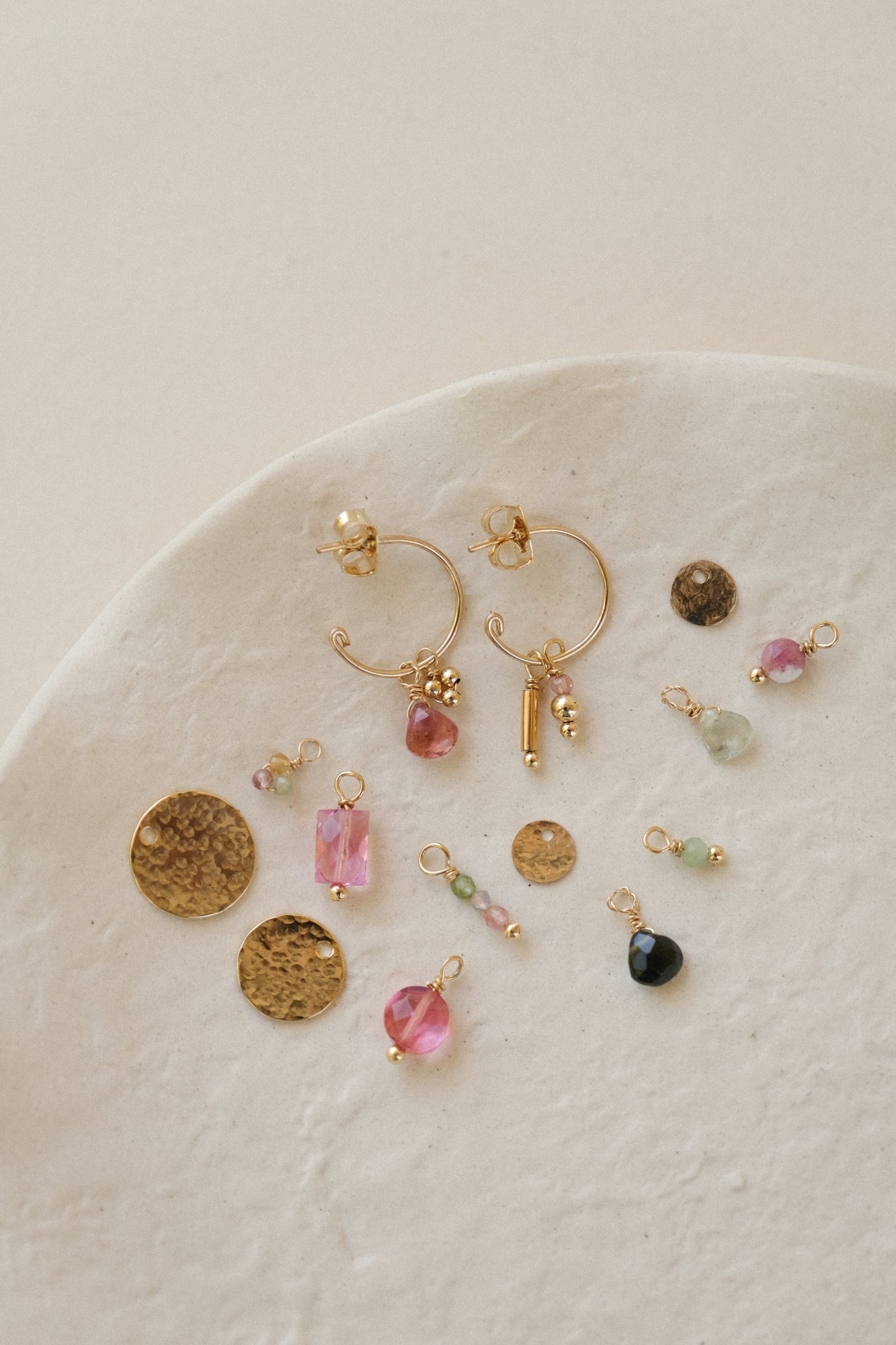 Mini 12mm hoops: hoops + charms (16 versions to choose from)