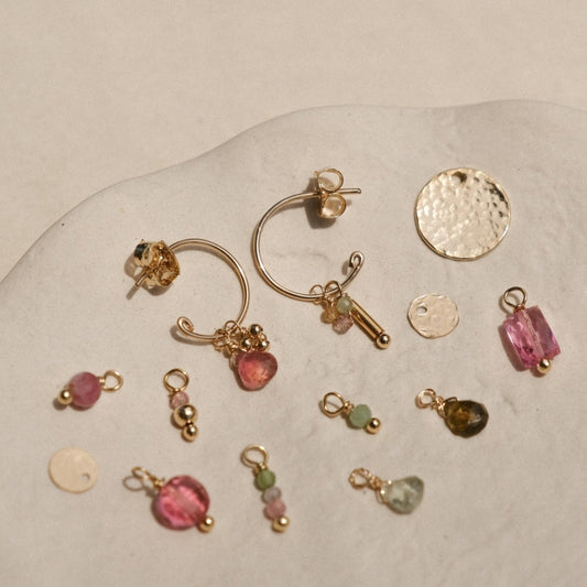 Mini 12mm hoops: hoops + charms (16 versions to choose from)
